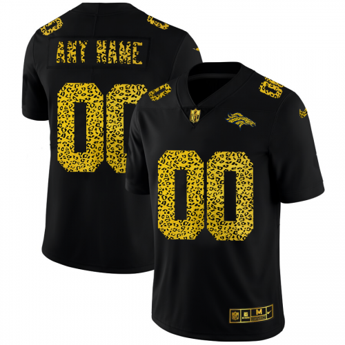 Denver Broncos Custom Men's Leopard Print Fashion Vapor Limited Jersey Black