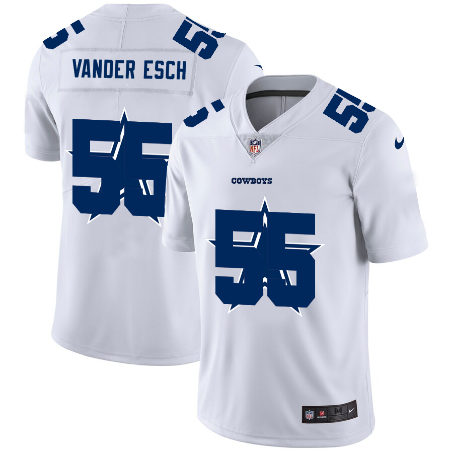 Dallas Cowboys #55 Leighton Vander Esch White Men's Team Logo Dual Overlap Limited Jersey