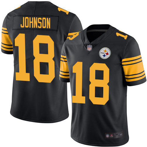 Pittsburgh Steelers #18 Diontae Johnson Black Youth Stitched Limited Rush Jersey Youth