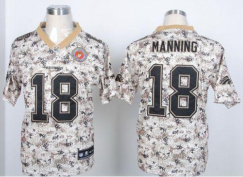 Broncos #18 Peyton Manning Camo USMC Men's Stitched Elite Jersey