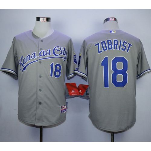 Kansas City Royals #18 Ben Zobrist Grey Cool Base Stitched Jersey Men's
