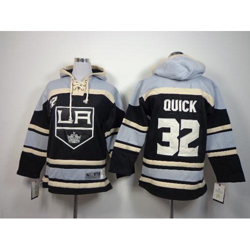 Los Angeles Kings #32 Jonathan Quick Black Sawyer Hooded Sweatshirt Stitched Youth Jersey Youth