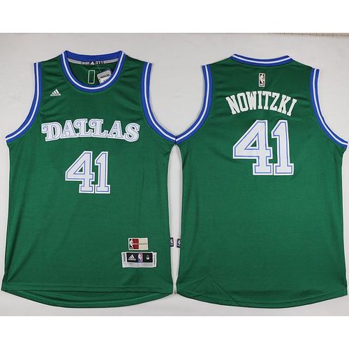 Dallas Mavericks #41 Dirk Nowitzki Green Hardwood Classics Performance Stitched Jersey Mens