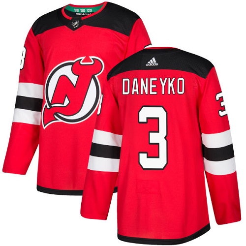 Adidas New Jersey Devils #3 Ken Daneyko Red Home Authentic Stitched Jersey Men's