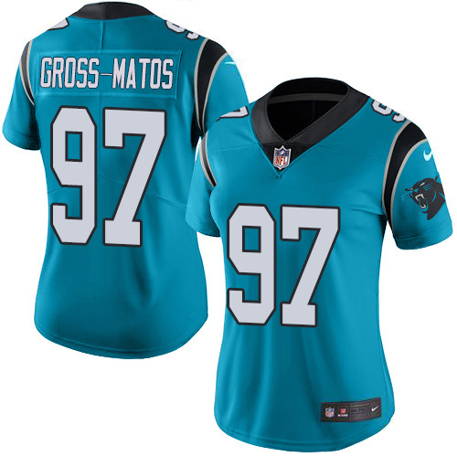Carolina Panthers #97 Yetur Gross-Matos Blue Women's Stitched Limited Rush Jersey Womens