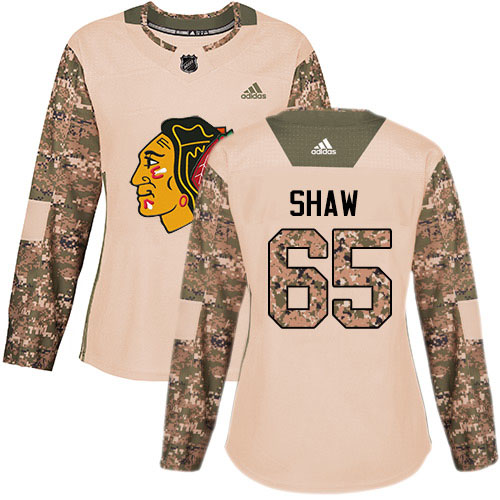 Adidas Chicago Blackhawks #65 Andrew Shaw Camo Authentic 2017 Veterans Day Women's Stitched Jersey Womens