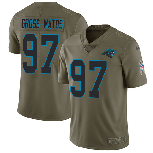 Carolina Panthers #97 Yetur Gross-Matos Olive Men's Stitched Limited 2017 Salute To Service Jersey Men's