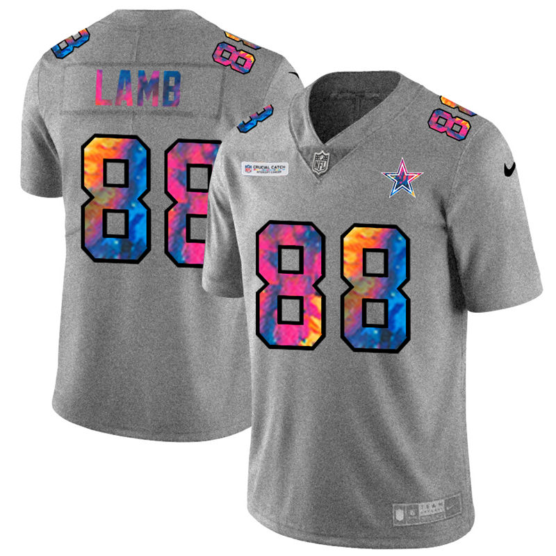 Dallas Cowboys #88 CeeDee Lamb Men's Multi-Color 2020 Crucial Catch Jersey Greyheather