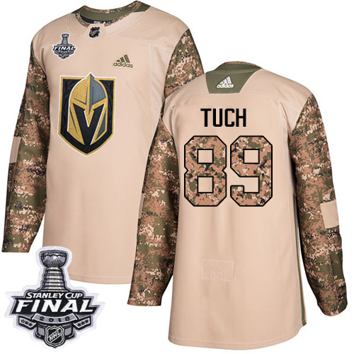 Adidas Golden Vegas Golden Knights #89 Alex Tuch Camo Authentic 2017 Veterans Day 2018 Stanley Cup Final Stitched Jersey Men's