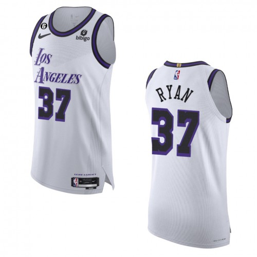 Los Angeles Los Angeles Lakers #37 Matt Ryan White 2022-23 Authentic Jersey - City Edition Mens