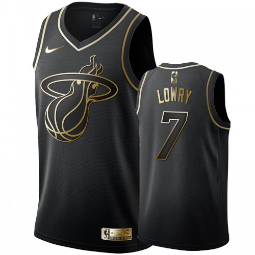 Miami Heat #7 Kyle Lowry Womens Black Golden Edition Swingman Jersey Womens
