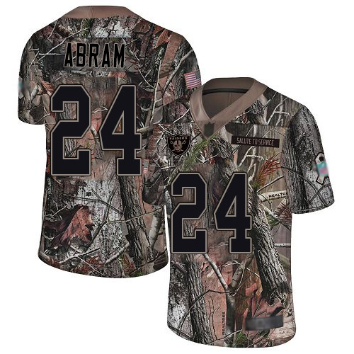 Raiders #24 Johnathan Abram Camo Youth Stitched Limited Rush Realtree Jersey