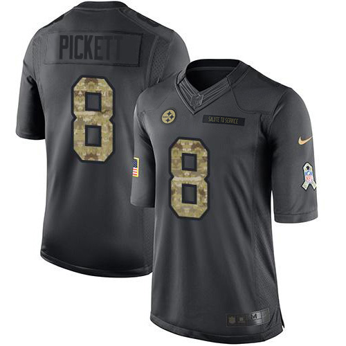 Steelers #8 Kenny Pickett Black Youth Stitched Limited 2016 Salute To Service Jersey