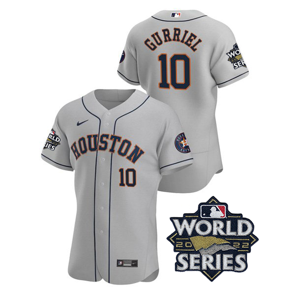 Houston Astros #10 Yuli Gurriel Men's 150th Anniversary 2022 World Series Authentic Jersey - Gray