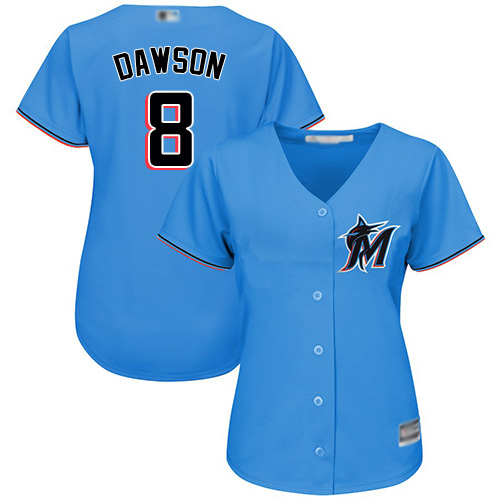 Miami Marlins #8 Andre Dawson Blue Alternate Women's Stitched Jersey Womens