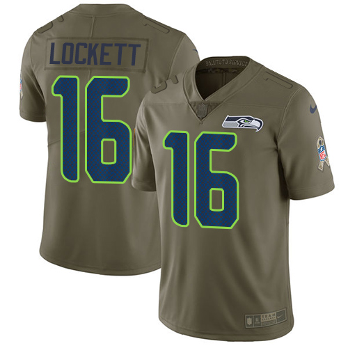 Seahawks #16 Tyler Lockett Olive Youth Stitched Limited 2017 Salute To Service Jersey