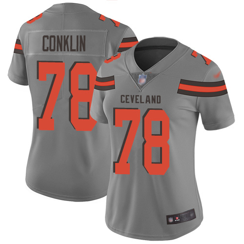 Cleveland Browns #78 Jack Conklin Gray Women's Stitched Limited Inverted Legend Jersey Womens