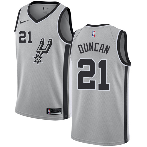 San Antonio Spurs #21 Tim Duncan Silver Youth Swingman Statement Edition Jersey Youth