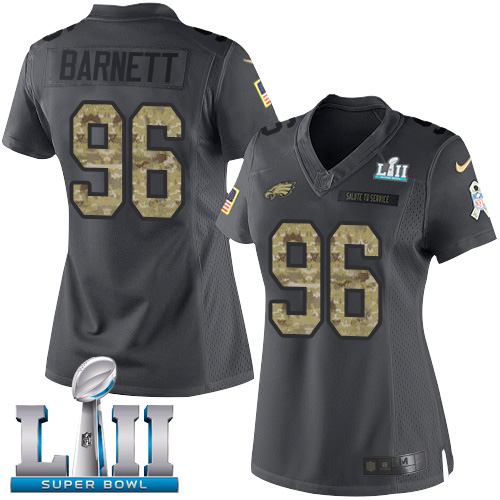 Philadelphia Eagles #96 Derek Barnett Black Super Bowl LII Women's Stitched Limited 2016 Salute to Service Jersey Womens