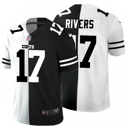Indianapolis Indianapolis Colts #17 Philip Rivers Men's Black V White Peace Split Vapor Untouchable Limited Jersey Men's