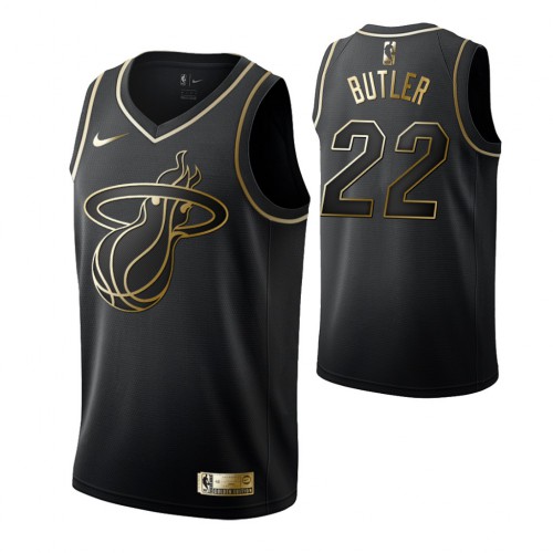 Miami Heat #22 Jimmy Butler Mens Black Golden Edition Jersey Mens