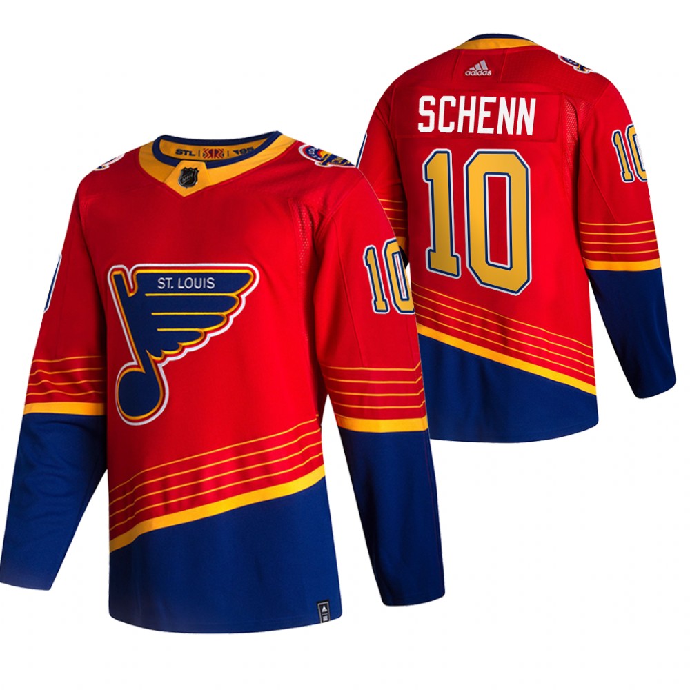 St. Louis Blues #10 Brayden Schenn Red Men's Adidas 2020-21 Reverse Retro Alternate Jersey