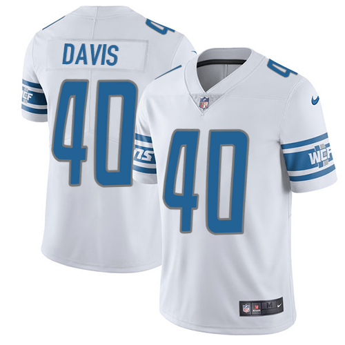 Detroit Lions #40 Jarrad Davis White Men's Stitched Vapor Untouchable Limited Jersey Men's