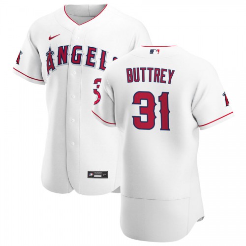 Los Angeles Los Angeles Angels #31 Ty Buttrey Men's White Home 2020 Authentic Player Jersey Men's