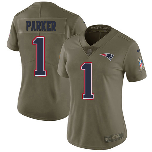 Patriots #1 DeVante Parker Olive Women's Stitched Limited 2017 Salute To Service Jersey