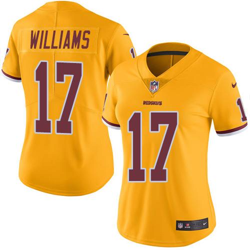 Washington Commanders #17 Doug Williams Gold Women's Stitched Limited Rush Jersey Womens