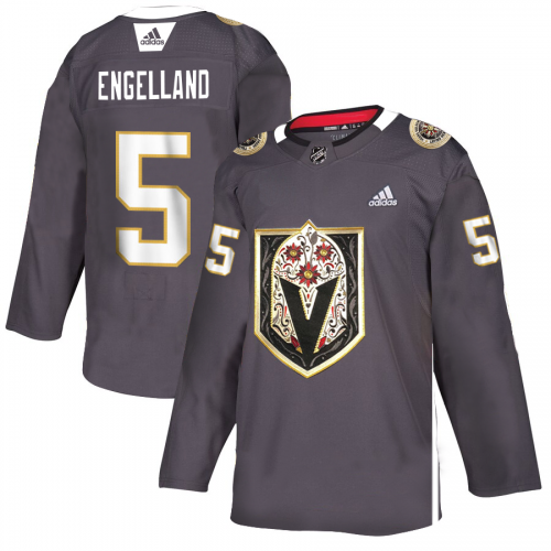Vegas Golden Vegas Golden Knights #5 Deryk Engelland Men's Grey Adidas Latino Heritage Night Stitched Jersey Men's