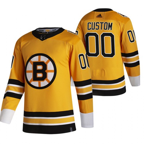 Boston Bruins Custom Yellow Men's Adidas 2020-21 Alternate Authentic Player Jersey