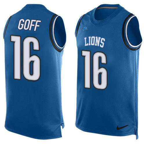 Detroit Lions #16 Jared Goff Blue Team Color Men's Stitched Limited Tank Top Jersey