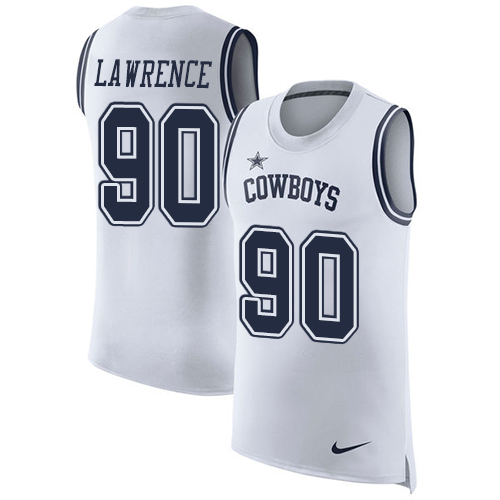 Cowboys #90 Demarcus Lawrence White Men's Stitched Limited Rush Tank Top Jersey