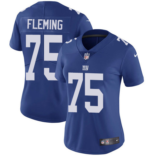 New York Giants #75 Cameron Fleming Royal Blue Team Color Women's Stitched Vapor Untouchable Limited Jersey Womens