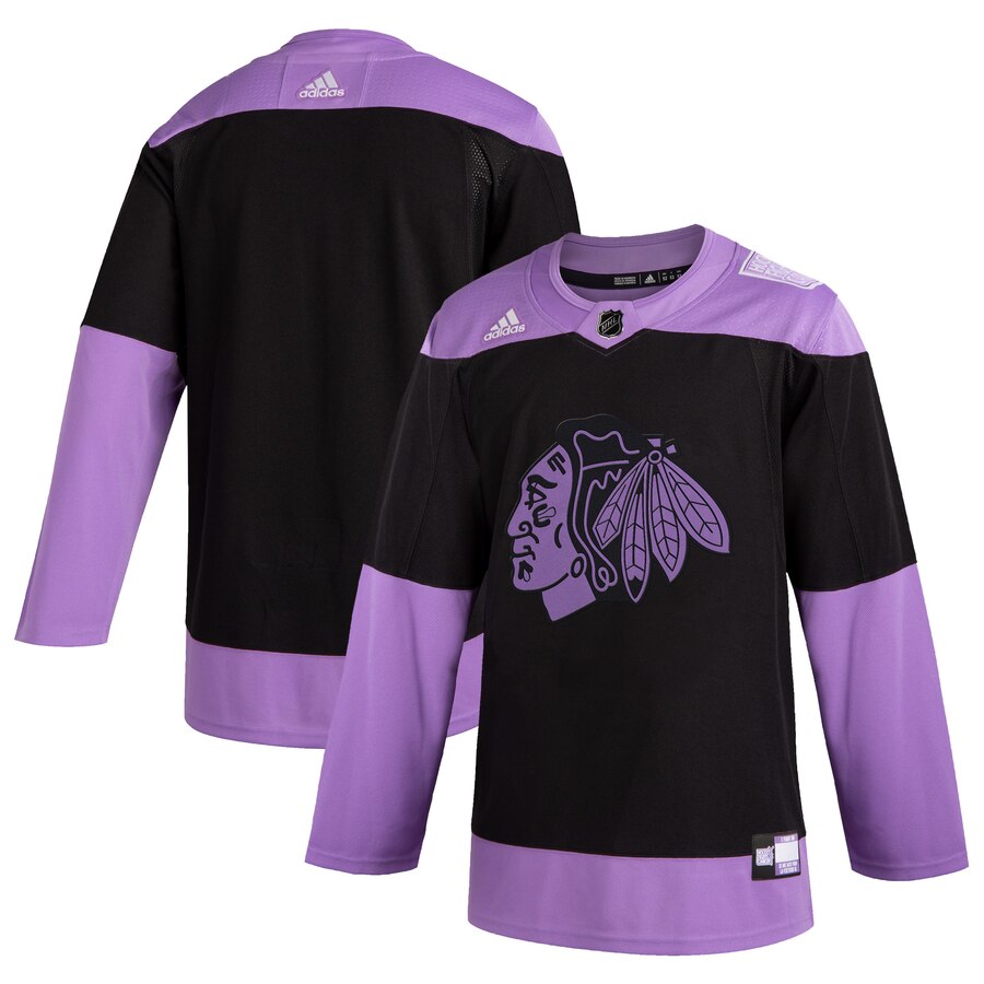 Chicago Blackhawks Adidas Hockey Fights Cancer Practice Jersey Black