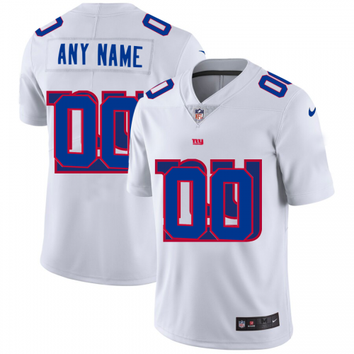 New York Giants Custom White Men's Team Logo Dual Overlap Limited Jersey