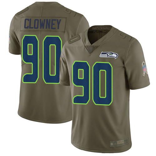 Seattle Seahawks #90 Jadeveon Clowney Olive Men's Stitched Limited 2017 Salute to Service Jersey Men's