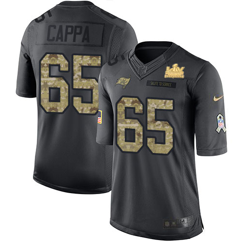 Tampa Bay Buccaneers #65 Alex Cappa Black Youth Super Bowl LV Champions Patch Stitched Limited 2016 Salute to Service Jersey Youth