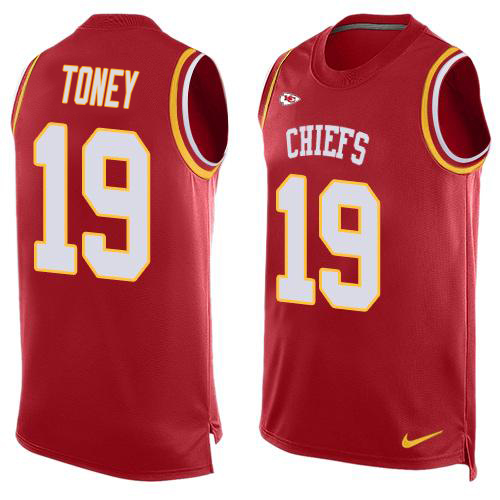 Chiefs #19 Kadarius Toney Red Team Color Men's Stitched Limited Tank Top Jersey
