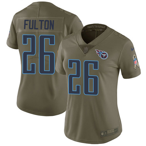 Tennessee Titans #26 Kristian Fulton Olive Women's Stitched Limited 2017 Salute To Service Jersey Womens