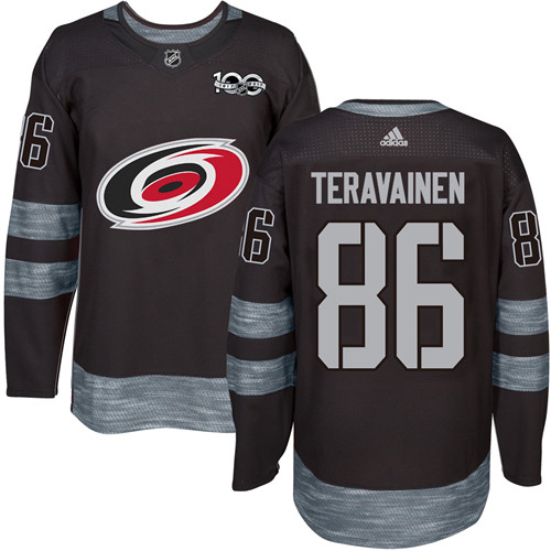 Adidas Carolina Hurricanes #86 Teuvo Teravainen Black 1917-2017 100th Anniversary Stitched Jersey Men's
