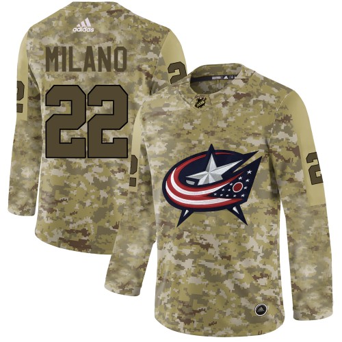 Adidas Columbus Blue Jackets #22 Sonny Milano Camo Authentic Stitched Jersey Men's