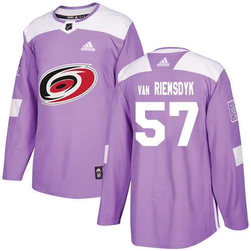 Adidas Carolina Hurricanes #57 Trevor Van Riemsdyk Purple Authentic Fights Cancer Stitched Jersey Men's