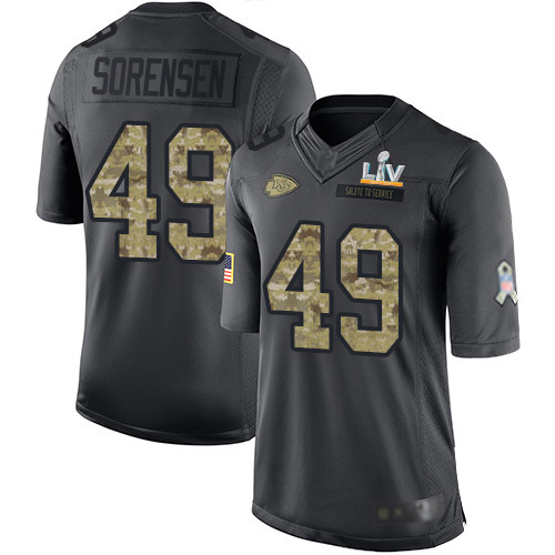 Kansas City Chiefs #49 Daniel Sorensen Black Men's Super Bowl LV Bound Stitched Limited 2016 Salute to Service Jersey Men's