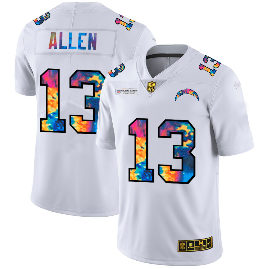 Los Angeles Chargers #13 Keenan Allen Men's White Multi-Color 2020 Crucial Catch Limited Jersey