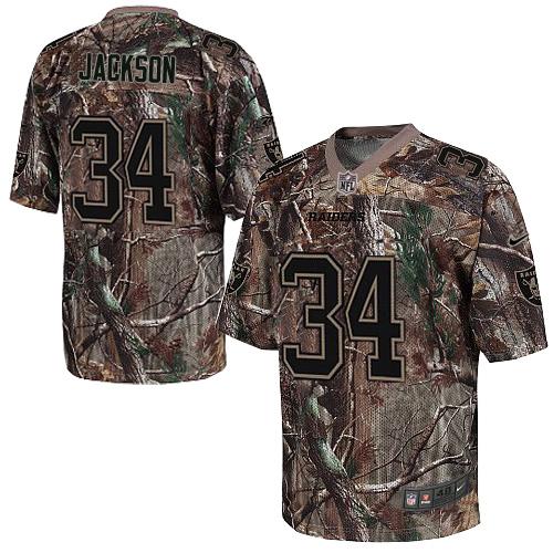 Raiders #34 Bo Jackson Camo Men's Stitched Realtree Elite Jersey