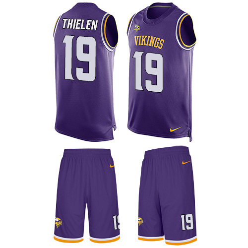 Vikings #19 Adam Thielen Purple Team Color Men's Stitched Limited Tank Top Suit Jersey