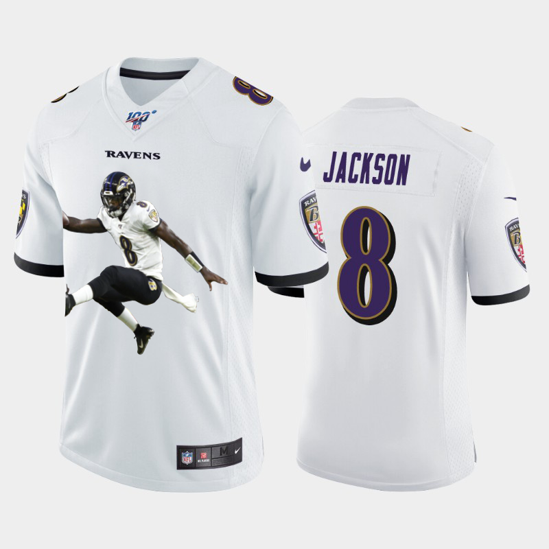 Baltimore Ravens #8 Lamar Jackson Team Hero 3 Vapor Limited 100 Jersey White