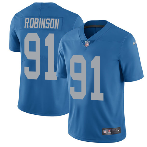 Detroit Lions #91 A'Shawn Robinson Blue Throwback Men's Stitched Vapor Untouchable Limited Jersey Men's
